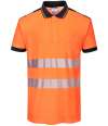 PW1003 T180 Portwest PW3 Hi-Vis Polo Shirt Orange / Black colour image